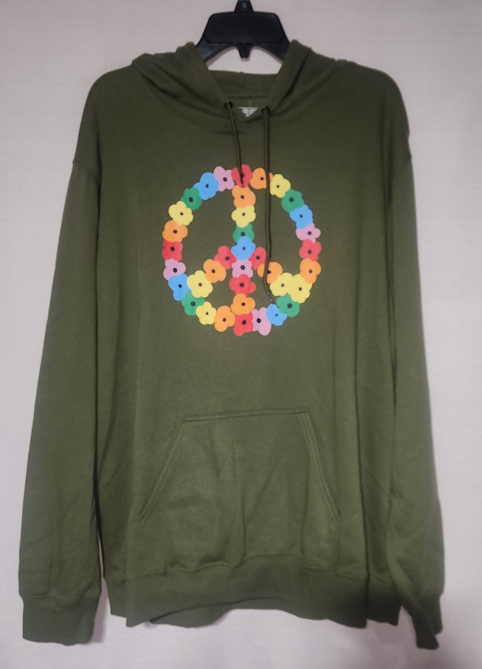 The phluid project peace sign green hoodie women's XXL